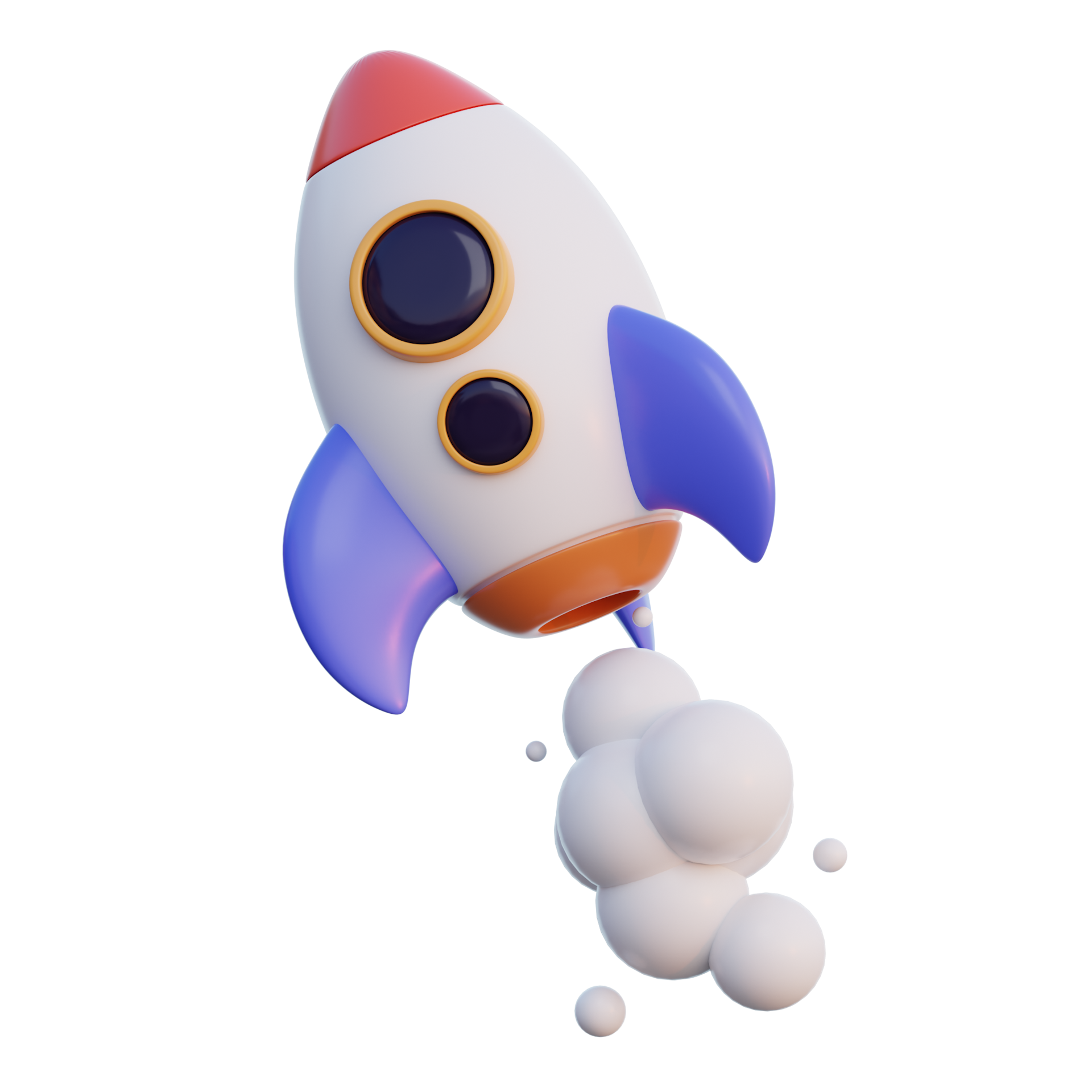OnePager hero image: a 3D generated rocket ship